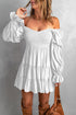 Boho Solid Shirred Ruffle Mini Dress